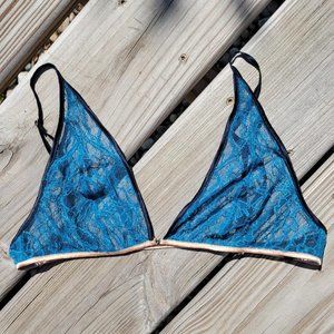 Kiki de Montparnasse Blue Lace Bralette w/ Satin Trim - Small - NWOT Sample